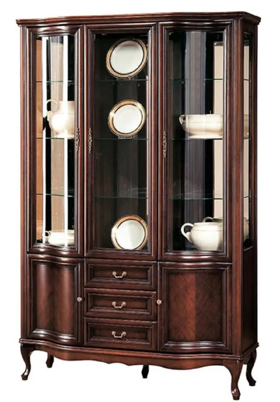 Bestpreis Casa Padrino Luxury Art Nouveau Display Cabinet Dark Brown 142.6 x 52.5 x H. 206 cm - Living Room Cabinet with 5 Doors and 3 Drawers - Living Room Furniture