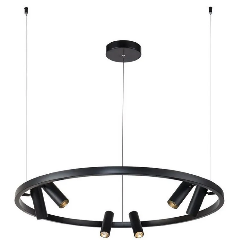 Casa Padrino hanging lamp black Ø 90 cm - Round Pendant Lamp with Adjustable LED Spots Sonderangebot