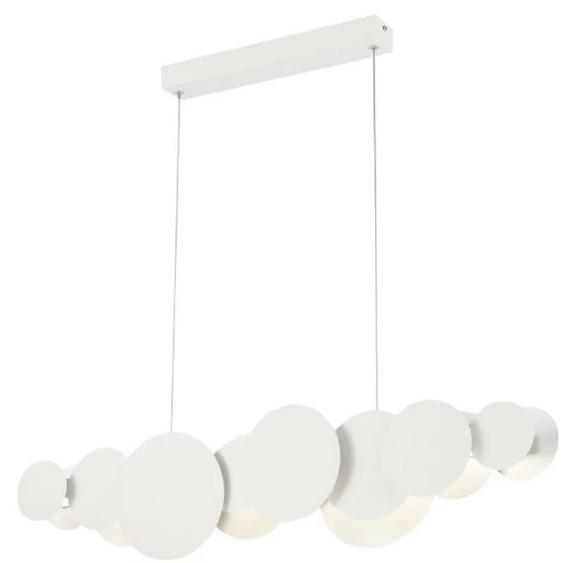 Günstig Casa Padrino Designer LED Hanging Lamp White / Silver 82 x 8 x H. 38 cm - Luxury Pendant Lamp
