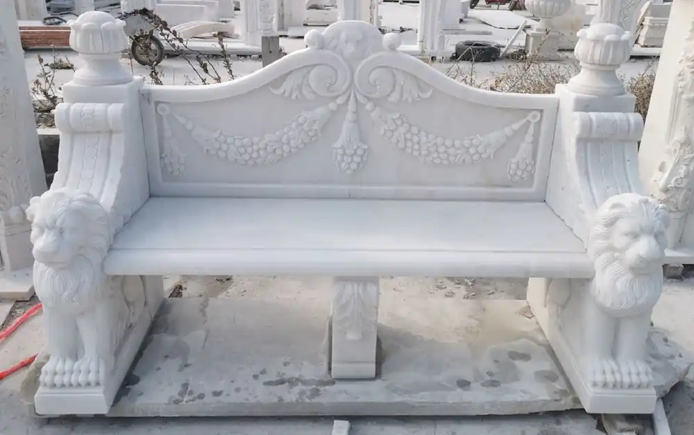 Casa Padrino Luxus Barock Marmor Gartenbank Weiß 180 cm Neuheit