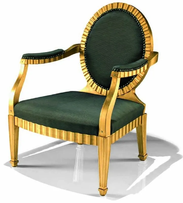 Casa Padrino Luxus Barock Wohnzimmer Sessel Grün / Gold - Made in Italy Neu Im Sortiment
