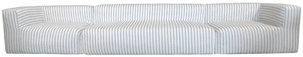 Casa Padrino Luxus Wohnzimmer Sofa mit Streifen Weiß / Blau 450 cm Kracherpreis