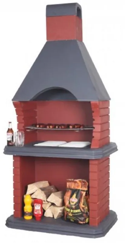Neue Kollektion Casa Padrino Luxus Beton Gartengrill Rot / Grau 108 x 74 x H. 232 cm