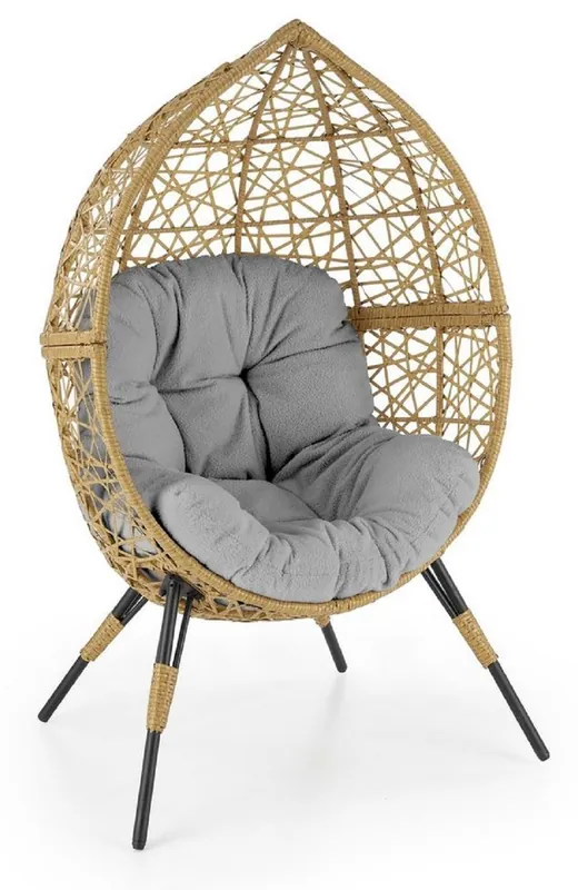 Casa Padrino Gartensessel Hellgrau / Naturfarben / Schwarz H. 150 cm Top-Preis