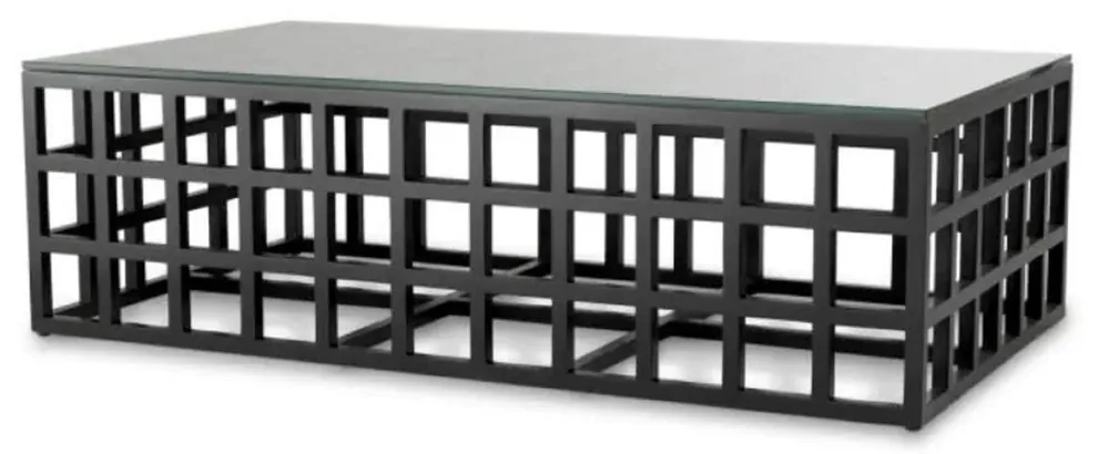 Casa Padrino Luxus Massivholz Couchtisch mit Glasplatte Schwarz 139,5 cm Saisonangebot