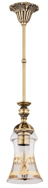 Casa Padrino Luxus Barock Hängeleuchte Messing mit Patina Ø 12 x H. 70 cm Schneller Versand