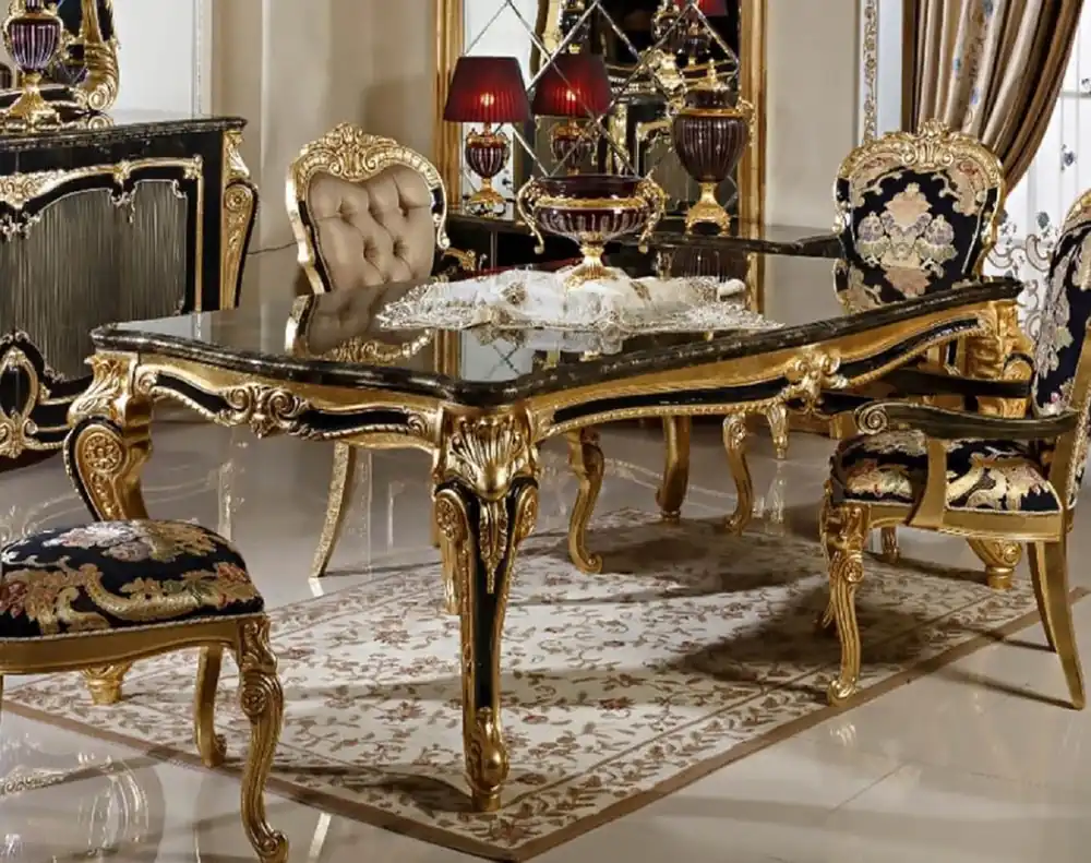Casa Padrino Luxus Barock Esstisch Schwarz / Gold 220 cm Sonderaktion