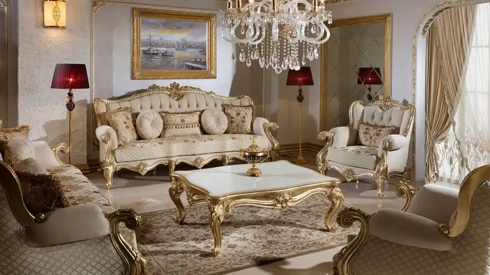 Expressversand Casa Padrino Luxus Barockstil Wohnzimmer Möbel Set Grau / Weiß / Gold