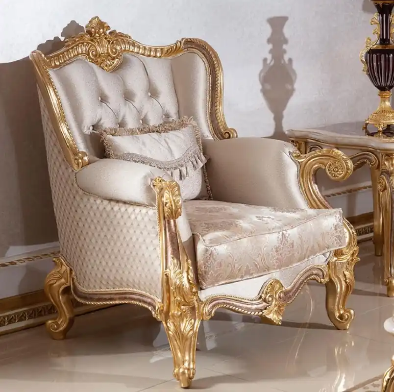 Casa Padrino Luxus Barock Sessel Silber / Braun / Gold 112 cm Direktkauf