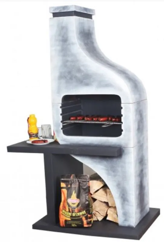 Casa Padrino Luxus Beton Gartengrill Grau / Weiß 122 x 73 x H. 190 cm Abverkauf
