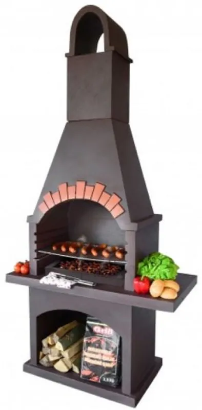 Casa Padrino Luxus Beton Gartengrill Braun / Orange 120 x 60 x H. 242 cm Schnäppchen