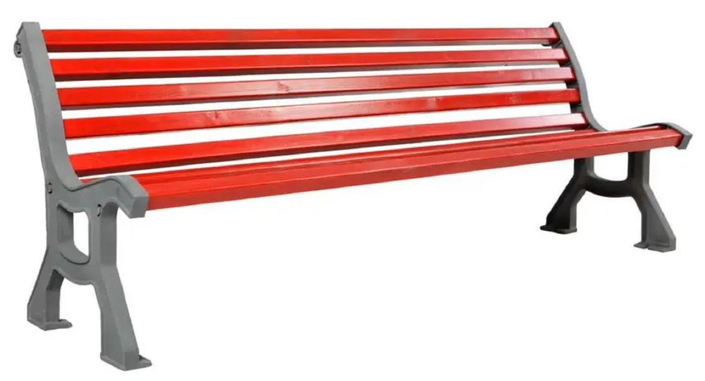 Markenprodukt Casa Padrino Industrie Stil Gartenbank Rot / Grau 183 cm