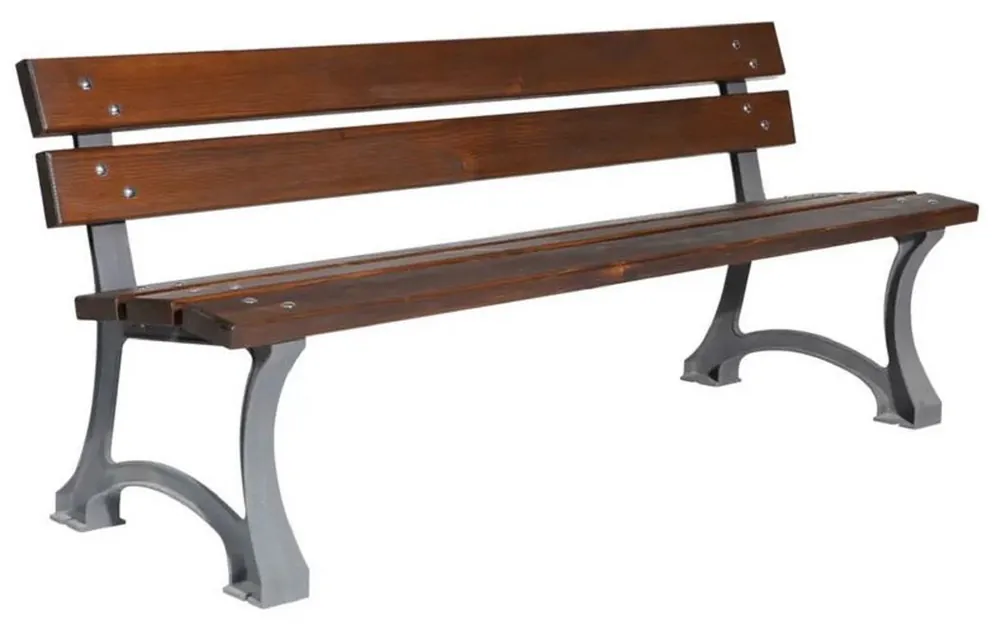 Casa Padrino Industrie Stil Gartenbank Dunkelbraun / Grau 180 cm Schneller Versand