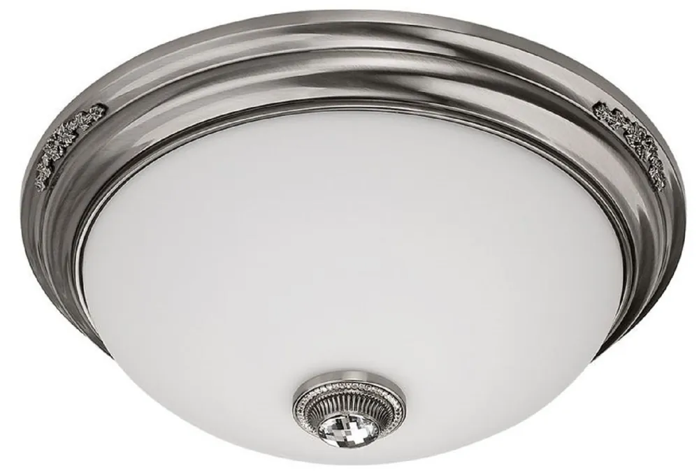 Casa Padrino Luxus Barock Kristall Deckenleuchte Silber / Weiß Ø 47 cm Direktkauf