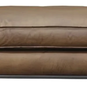 Casa Padrino Luxus Echtleder Hocker Braun 106 x 106 x H. 41 cm Highlight