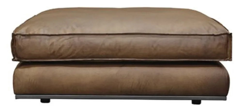 Casa Padrino Luxus Echtleder Hocker Braun 106 x 106 x H. 41 cm Highlight