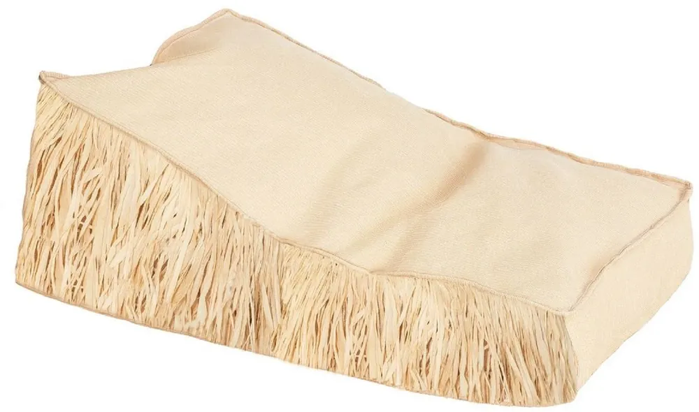 Casa Padrino Luxus Gartenliege mit Fransen Beige / Naturfarben 140 cm Sonderaktion