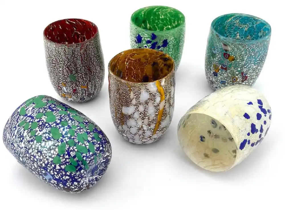 Mega-Angebot Casa Padrino Luxus Murano Kristallglas Wasserglas 6er Set Bunt Ø 8 x H. 10,5 cm - Made in Italy