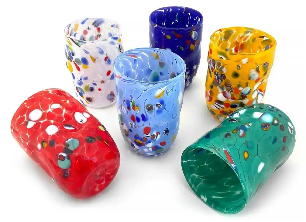 Casa Padrino Luxus Murano Kristallglas Wasserglas 6er Set Bunt Ø 8 x H. 12 cm - Made in Italy Preiswert