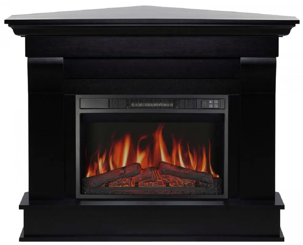 Casa Padrino Barock LED Elektro Eckkamin Schwarz 110 x 70 x H. 90,6 cm Neue Kollektion