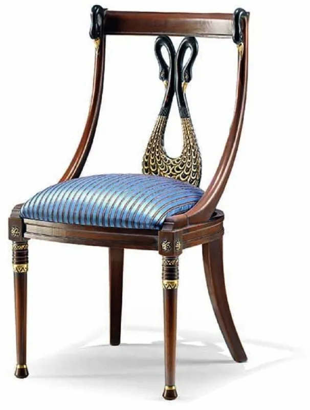 Preiswert Casa Padrino Luxus Barock Esszimmer Stuhl Blau / Braun H. 98 cm - Made in Italy
