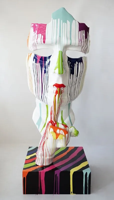 Top-Preis Casa Padrino XXL Deko Skulptur Weiß / Bunt / Schwarz H. 190 cm