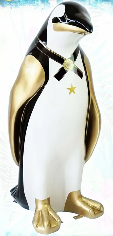 Top-Preis Casa Padrino XXL Deko Skulptur Pinguin Weiß / Schwarz / Gold H. 170 cm
