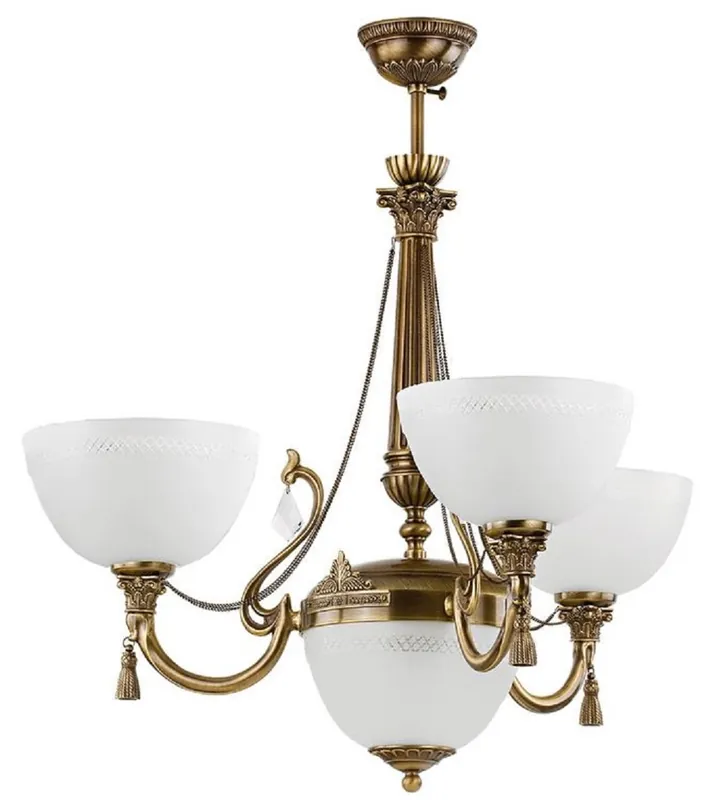 Casa Padrino Luxus Barock Kristall Kronleuchter Messing mit Patina / Weiß Ø 62 x H. 70 cm Abverkauf