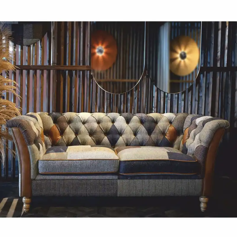 Casa Padrino Luxus Chesterfield 2er Sofa Bunt / Braun 186 cm Finale Aktion