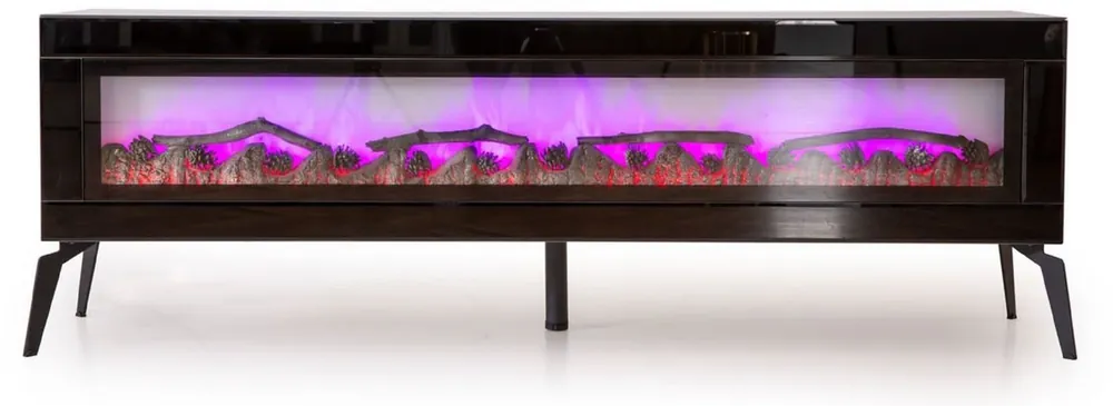 Top-Angebot Casa Padrino Luxus TV Schrank mit LED Elektrokamin und Fernbedienung Schwarz 180 cm