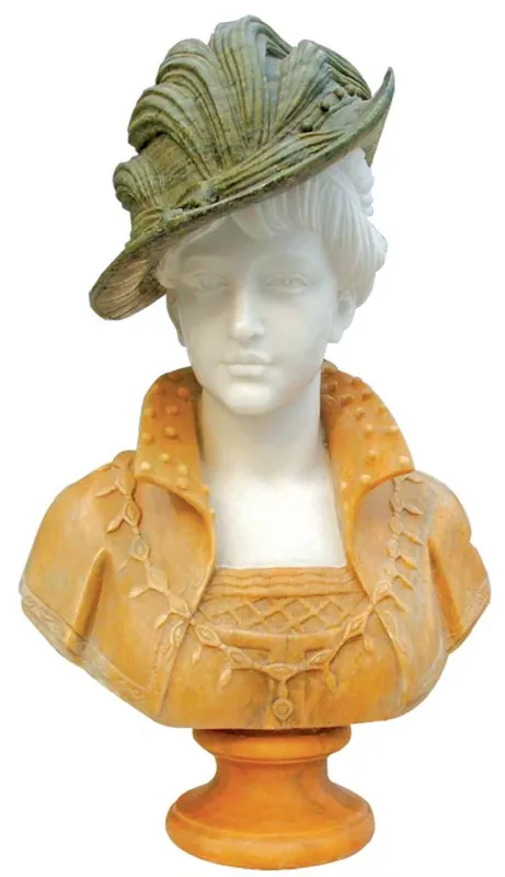 Neu Im Sortiment Casa Padrino Luxus Jugendstil Marmor Büste Dame Beige / Weiß / Grün H. 60 cm