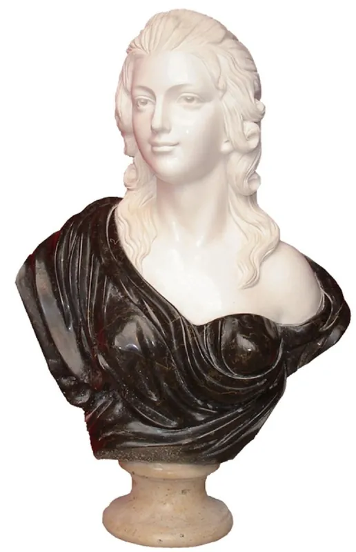 Aktuell Casa Padrino Luxus Jugendstil Marmor Deko Büste Dame Weiß / Schwarz H. 80 cm