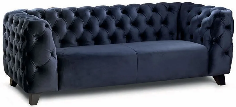 Casa Padrino Luxus Chesterfield 3er Sofa Blau / Schwarz 217 cm Sale
