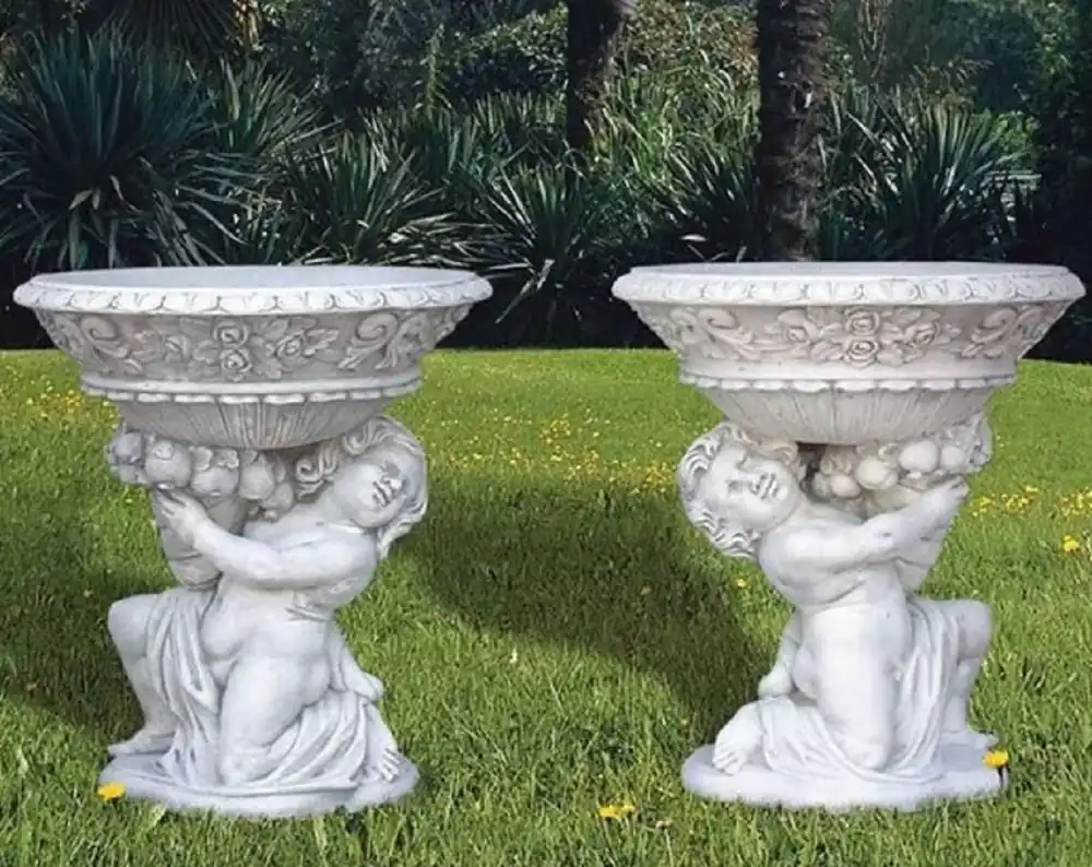 Casa Padrino Luxus Barock Blumentopf Set Grau H. 78 cm - Made in Italy Preisknaller