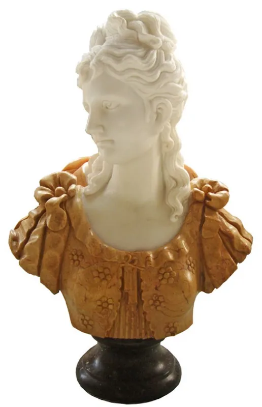 Casa Padrino Luxus Jugendstil Marmor Büste Dame Beige / Weiß H. 65 cm Highlight