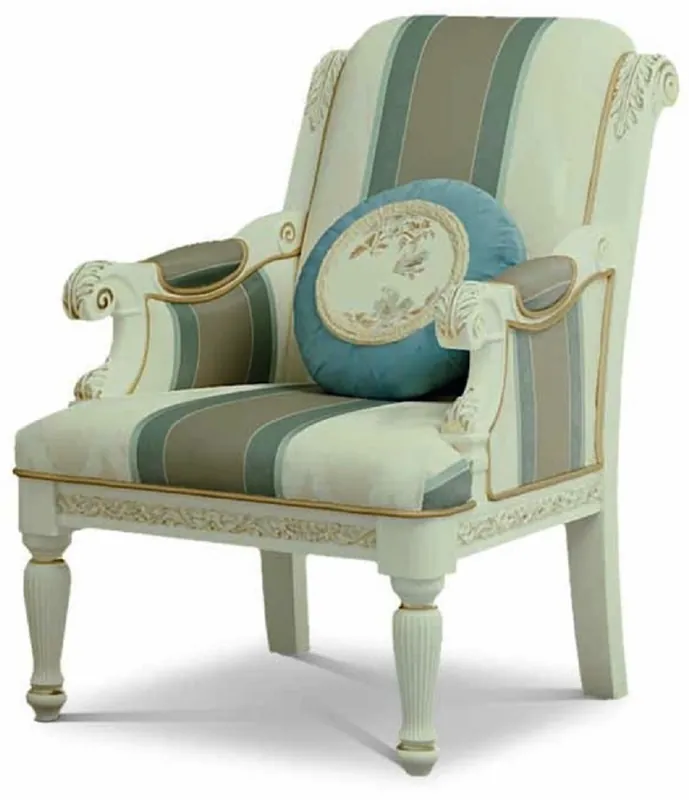 Casa Padrino Luxus Barock Sessel Creme / Weiß / Gold - Barock Möbel - Made in Italy Neue Ware
