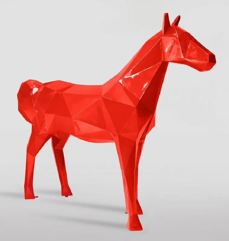 Zertifiziert Casa Padrino XXL Deko Skulptur Pferd Rot 220 x H. 190 cm