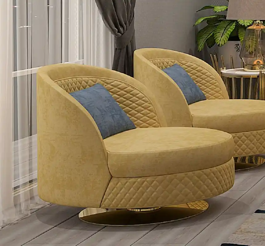 Nur Heute Casa Padrino Luxus Wohnzimmer & Hotel Sessel Gelb / Gold 85 x 82 x H. 80 cm
