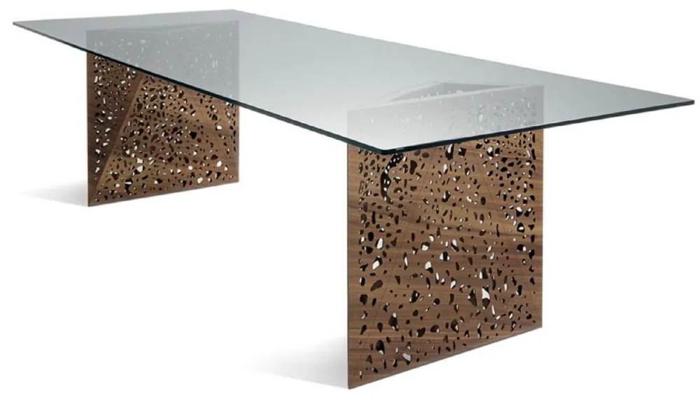 Casa Padrino Luxus Esstisch mit Glasplatte und LED Beleuchtung Braun 250 cm - Made in Italy Wochenendangebot