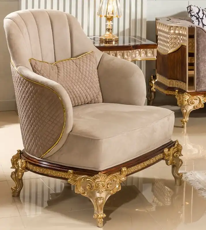 Jetzt Kaufen Casa Padrino Luxus Barock Wohnzimmer Sessel Grau / Dunkelbraun / Gold - Barock Möbel