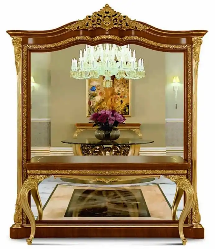 Casa Padrino Luxus Barock Spiegelkonsole Braun / Gold - Barock Möbel - Made in Italy Highlight