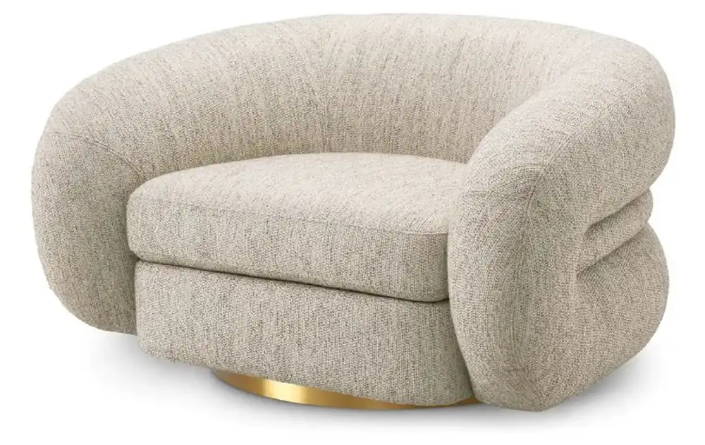 Casa Padrino Luxus Wohnzimmer & Hotel Sessel Hellgrau / Messing 121 cm - Luxus Möbel Must-Have