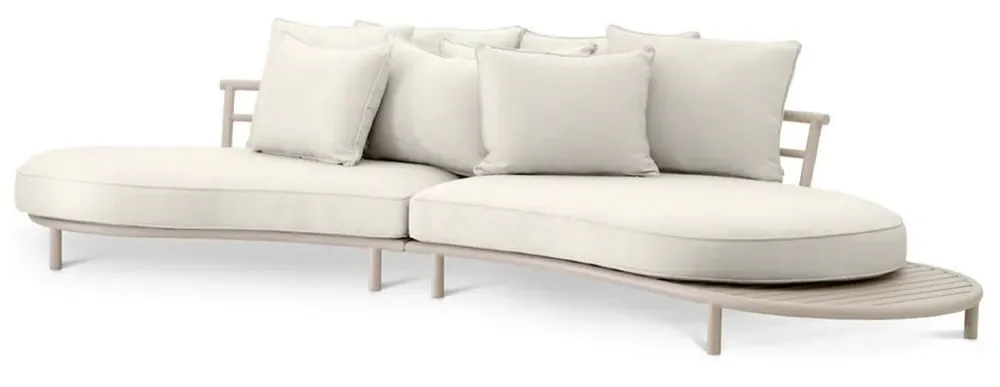 Casa Padrino Luxus Outdoor Garten Sofa Weißgrau / Sandfarben 330 cm - Luxus Garten Möbel Begrenztes Angebot