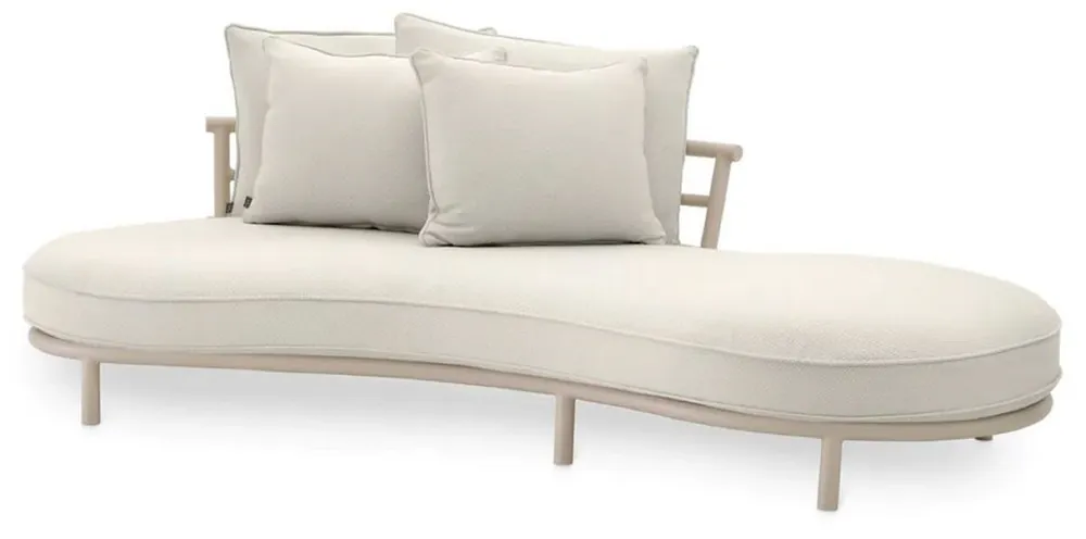 Zertifiziert Casa Padrino Luxus Outdoor Garten Sofa Linke Seite Weißgrau / Sandfarben 220 cm - Luxus Garten Möbel