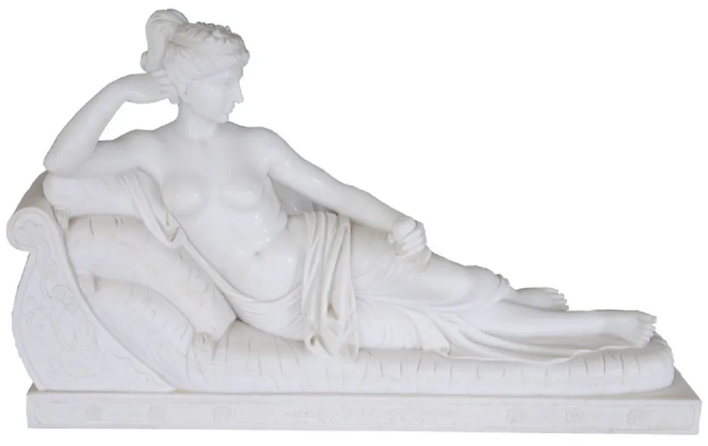 Sonderaktion Casa Padrino Luxus Barock Marmor Skulptur Frau Weiß 160 cm