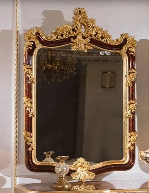 Casa Padrino Luxus Barock Spiegel Braun / Gold H. 127 cm - Barock Möbel Ausverkauf