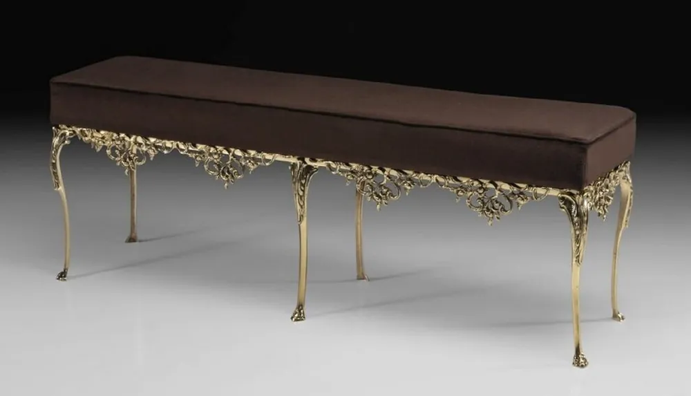 Casa Padrino Luxus Barock Bronze Sitzbank Braun / Gold 132 cm - Barock Möbel Billig