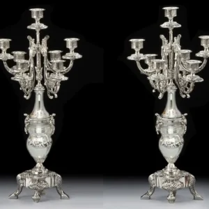 Letzte Chance Casa Padrino Luxus Barock Bronze Kerzenhalter Set Silber H. 55 cm