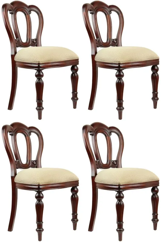 Casa Padrino Luxus Barock Mahagoni Esszimmer Stuhl 4er Set Gold / Dunkelbraun - Barock Möbel Neue Kollektion