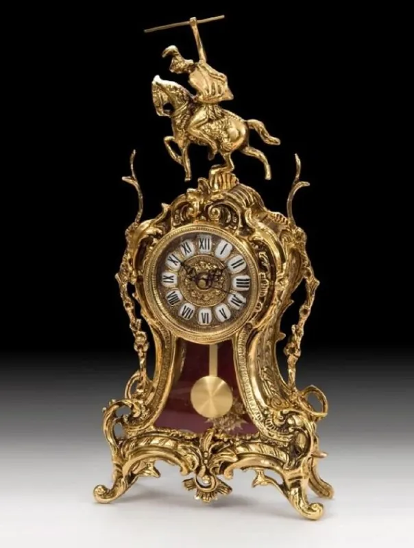 Billig Casa Padrino Luxus Barock Tischuhr Gold 23 x H. 46 cm - Barockstil Bronze Schreibtischuhr